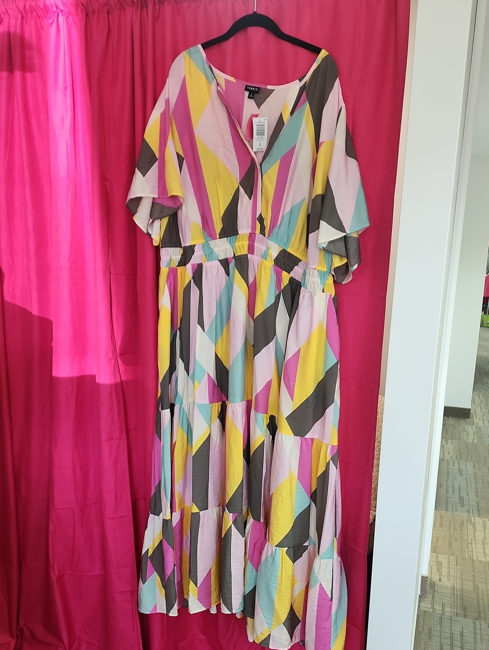 torrid Multicolor Geometric Maxi Dress - Pink, Yellow, Blue, Gray
